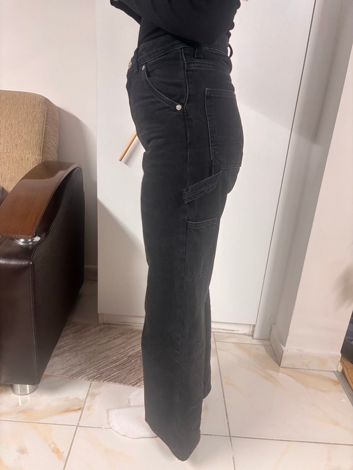 Siyah Salaş Kesim Kadın Kot Pantolon - Görsel 4