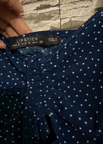 Uzun Kollu Mavi Puantiyeli Mini Elbise - Görsel 4