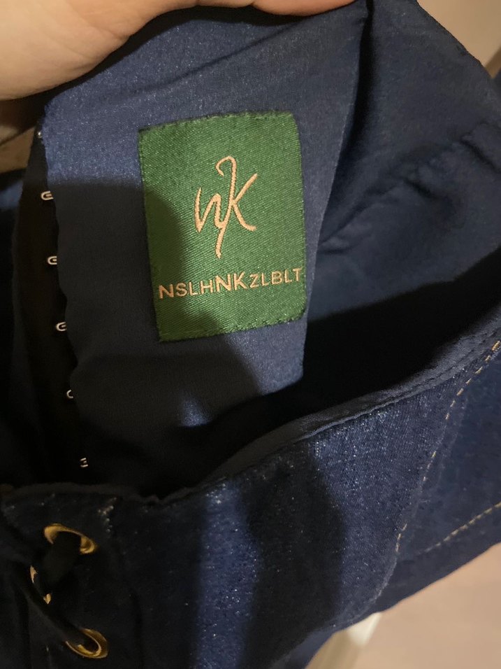 Lacivert Denim Bağcıklı Büstiyer - Görsel 2