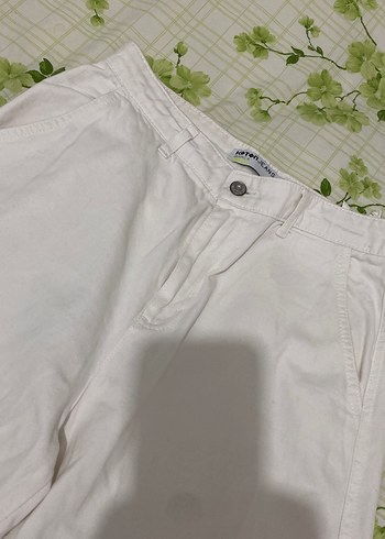 Beyaz Rahat Kesim Kadın Kot Pantolon - Görsel 2
