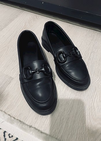 Siyah Tokalı Kadın Loafer Blok Topuk - Görsel 3