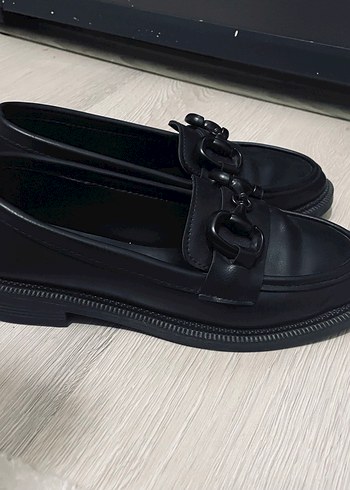 Siyah Tokalı Kadın Loafer Blok Topuk - Görsel 2