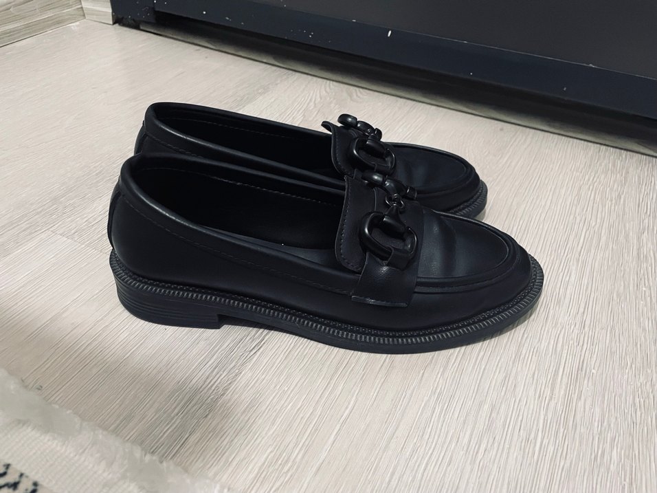 Siyah Tokalı Kadın Loafer Blok Topuk - Görsel 2