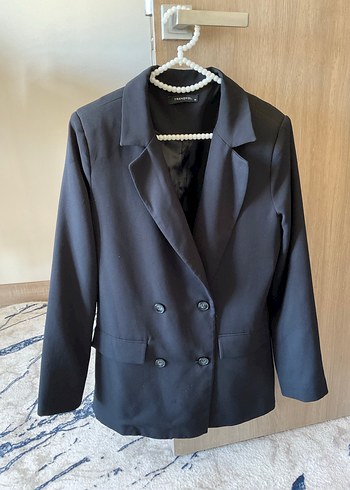 Düğmeli Siyah Kadın Blazer Ceket - Görsel 2