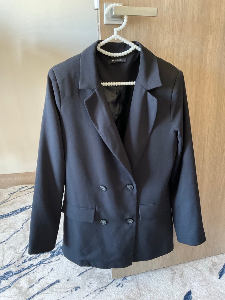 Düğmeli Siyah Kadın Blazer Ceket - Görsel 2