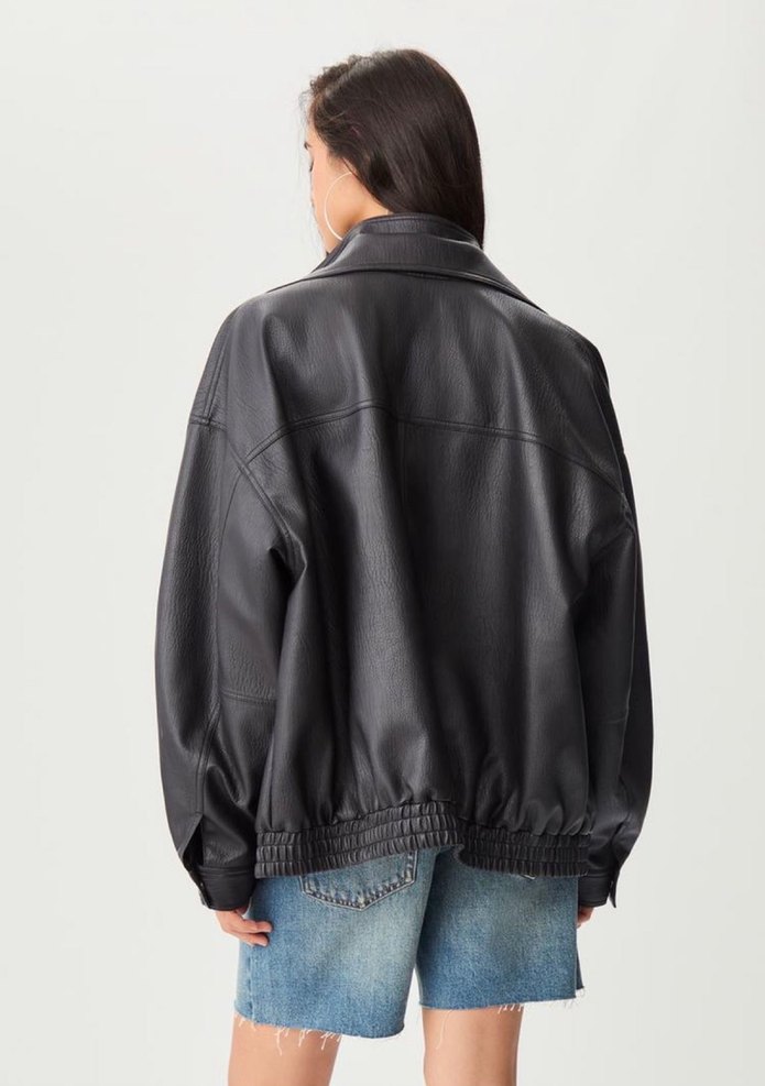 Siyah Deri Biker Ceket - Görsel 2