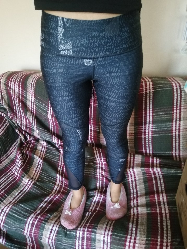 Dantel Detaylı Siyah Yılan Desenli Spor Tayt - Görsel 2