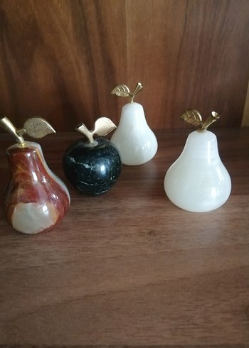 Metal yapraklı mermer armut figürleri - Görsel 3