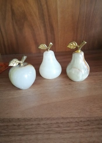 Metal yapraklı mermer armut figürleri - Görsel 7