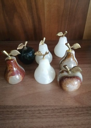 Metal yapraklı mermer armut figürleri - Görsel 9