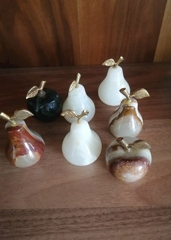 Metal yapraklı mermer armut figürleri - Görsel 8