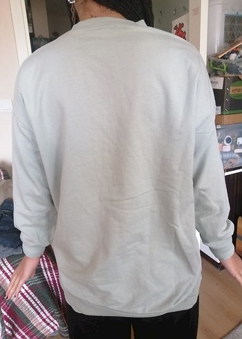 Gri Baskılı Kadın Sweatshirt - Görsel 2