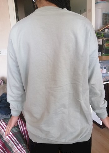 Gri Baskılı Kadın Sweatshirt - Görsel 3