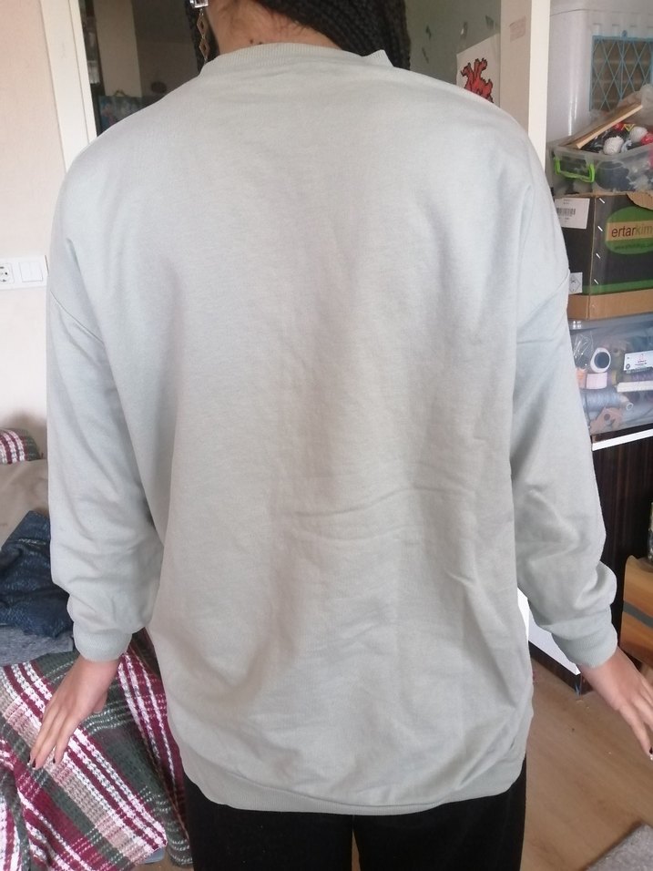 Gri Baskılı Kadın Sweatshirt - Görsel 2