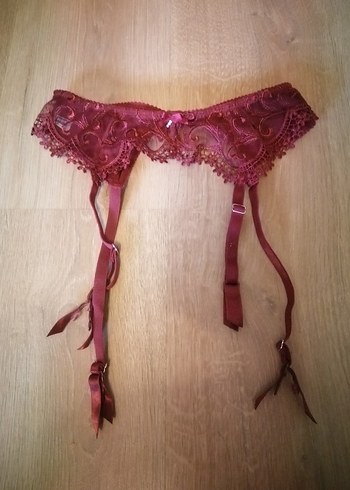 Bordo Nakışlı Vintage Jartiyer - Görsel 2