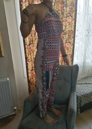 Bohem Çok Renkli Midi Tulum - Görsel 3