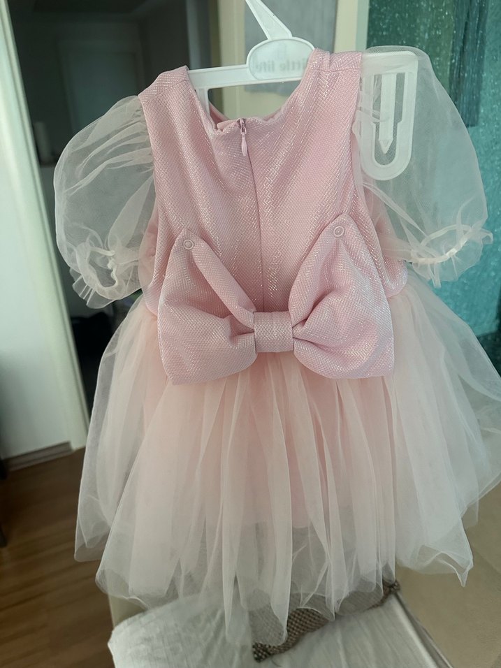 Kız Çocuk Pembe Tül Elbise - Görsel 2