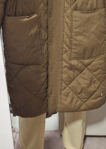 kahverengi Zara Kapüşonlu Kadın Midi Kaban - Görsel 7