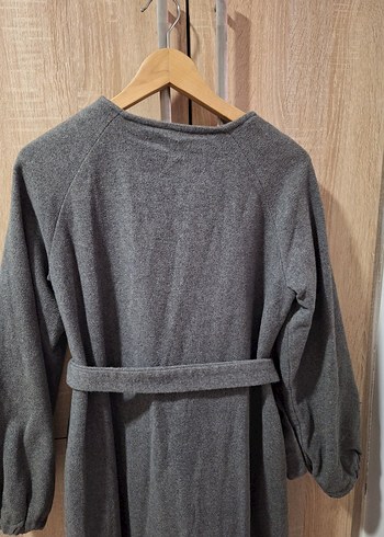 Gri Uzun Kollu Kadın Kaban - Görsel 6