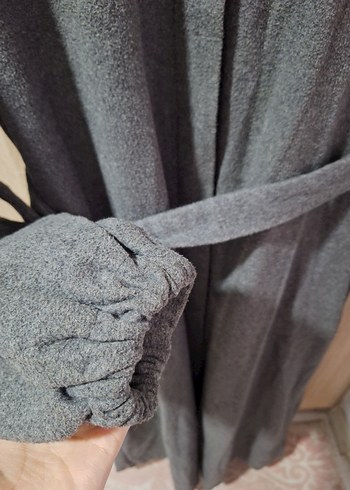 Gri Uzun Kollu Kadın Kaban - Görsel 5