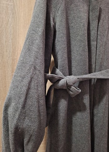 Gri Uzun Kollu Kadın Kaban - Görsel 2