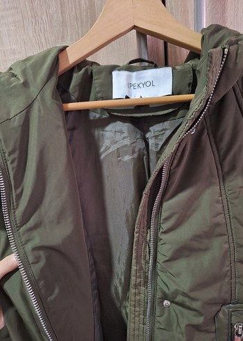 İPEKYOL Kadın Kapüşonlu Haki Şişme Mont - Görsel 8