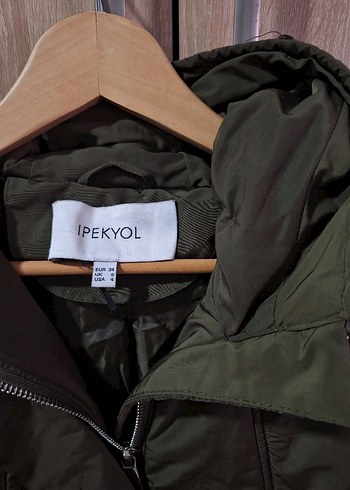 İPEKYOL Kadın Kapüşonlu Haki Şişme Mont - Görsel 2