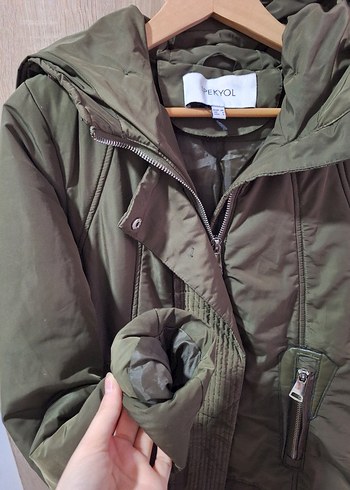 İPEKYOL Kadın Kapüşonlu Haki Şişme Mont - Görsel 5