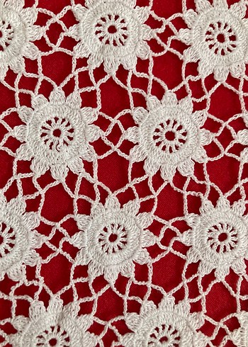 El Örgüsü Beyaz Dantel Masa Örtüsü - Görsel 5