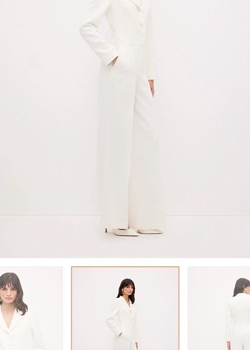 Beyaz Düğmeli Kadın tulum - Görsel 2