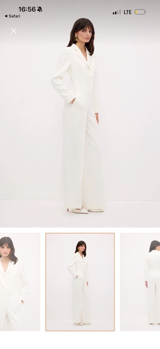 Beyaz Düğmeli Kadın tulum - Görsel 2