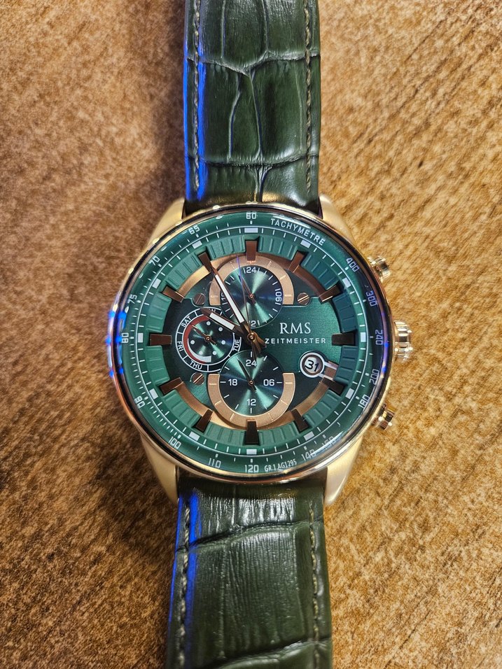 Klasik Erkek Yeşil Deri Saat - Görsel 2