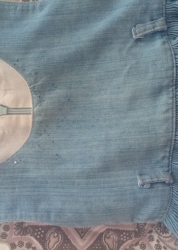 Kız Çocuk Mavi Pileli Kot Elbise - Görsel 2