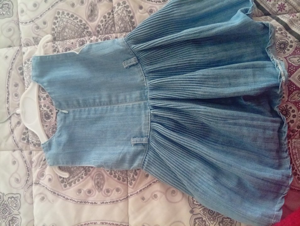 Kız Çocuk Mavi Pileli Kot Elbise - Görsel 3