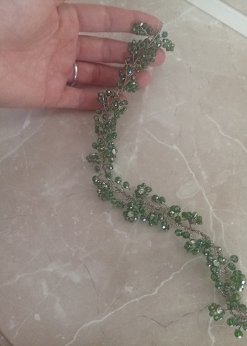 Yeşil Boncuklu Bohem Saç Aksesuarı - Görsel 3