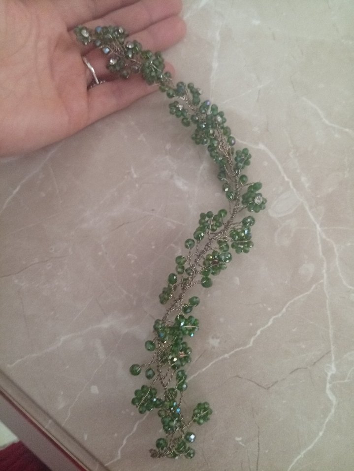 Yeşil Boncuklu Bohem Saç Aksesuarı - Görsel 2