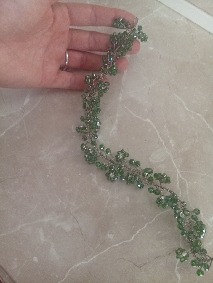 Yeşil Boncuklu Bohem Saç Aksesuarı - Görsel 3