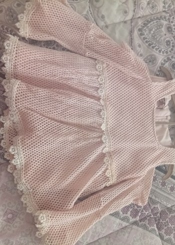 Pembe Bohem Kız Elbisesi Dantel Detaylı - Görsel 2