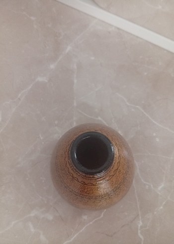 Koyu Bej Desenli Seramik Vazo - Görsel 3