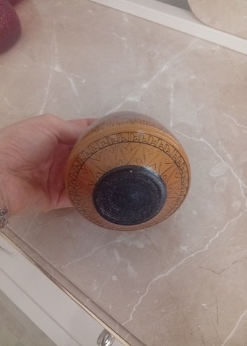 Koyu Bej Desenli Seramik Vazo - Görsel 5