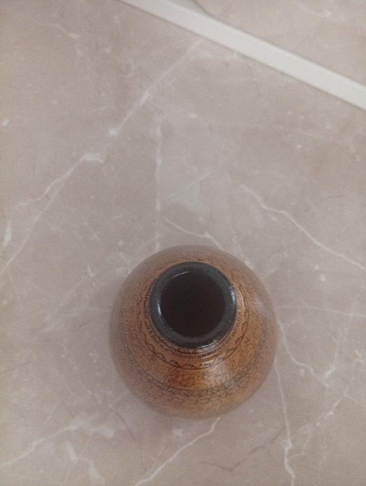 Koyu Bej Desenli Seramik Vazo - Görsel 3