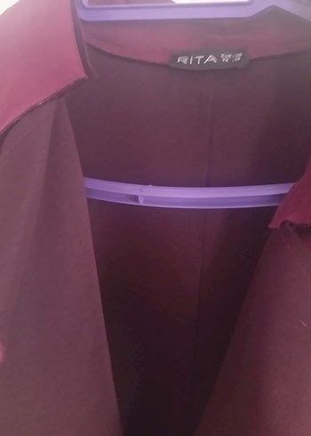 Bordo Uzun Süet Kadın Kaban - Görsel 3