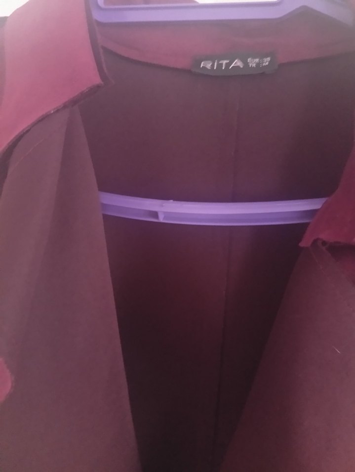 Bordo Uzun Süet Kadın Kaban - Görsel 3