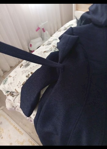 Lacivert Kadın Midi Kaban, Kürklü Detaylı - Görsel 4