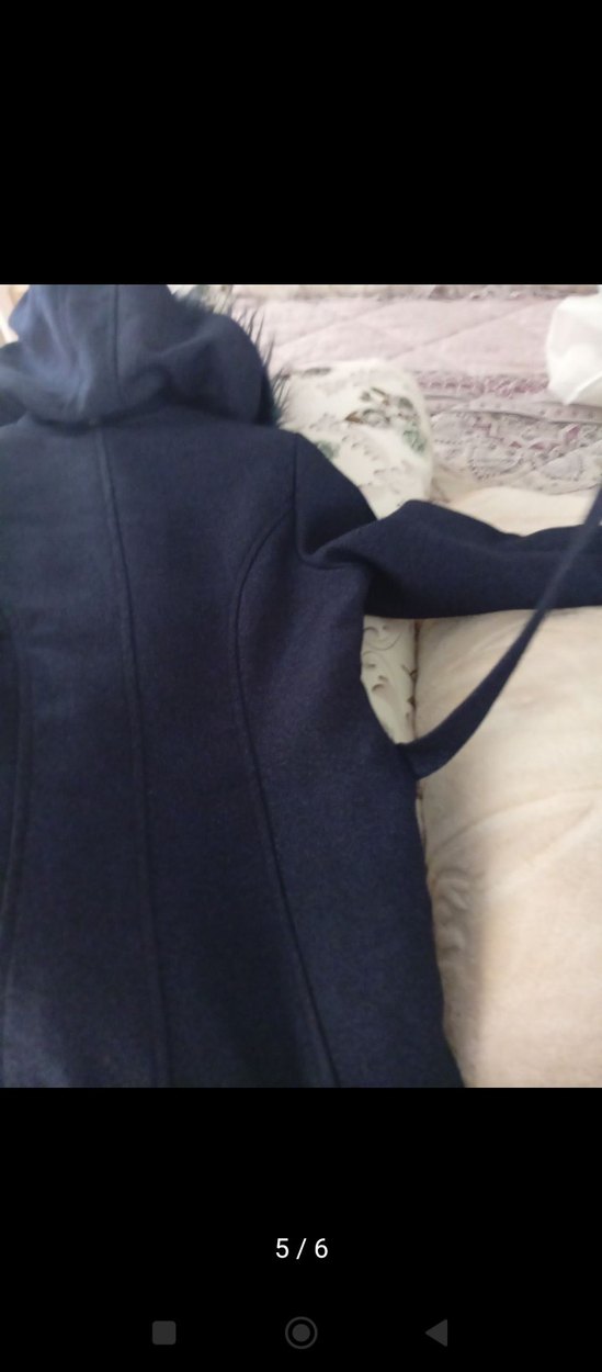 Lacivert Kadın Midi Kaban, Kürklü Detaylı - Görsel 3