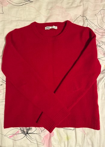 Kırmızı Kadın Yün Kazak Dar Kesim S Beden gibi - Görsel 2