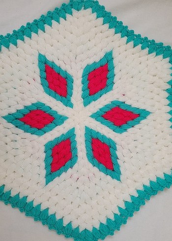 Beyaz Mavi Kenarlı Örgü Banyo Süngeri - Görsel 9