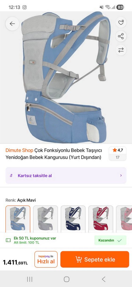 Pastel Mavi Bebek Taşıyıcı - Görsel 2