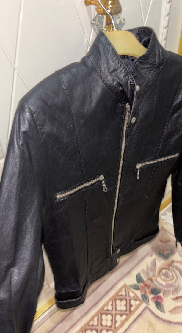 Siyah Biker Deri Ceket - Görsel 2
