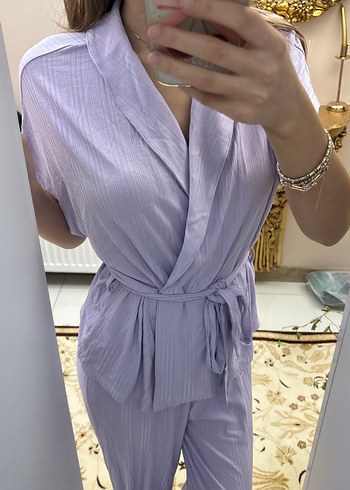 Uzun Mor Bağlamalı Kadın Sabahlık - Görsel 2